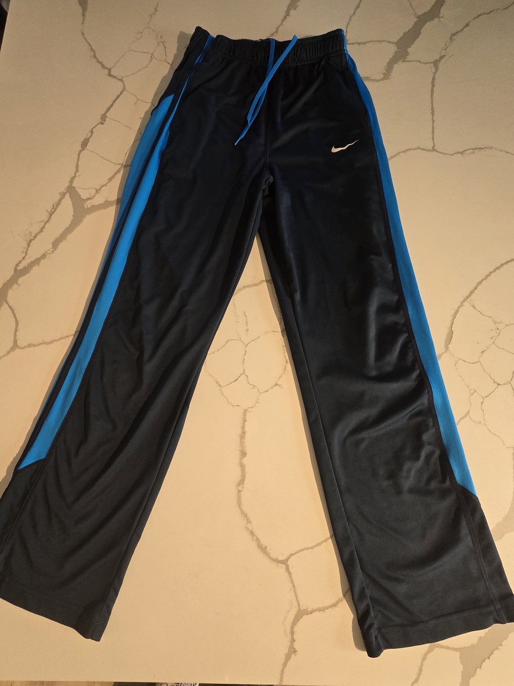 Nike Kids Black and Blue Side-Stripe Joggers